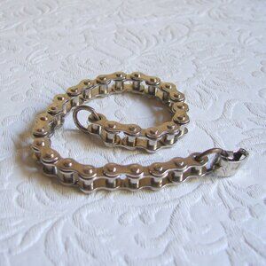 USA-Made 7.5" Ladies Bike Chain BRACELET, Silver Tone Metal, Biker Chick  F16